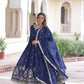 Embroidered Vichitra Silk Anarkali Gown with Dupatta
