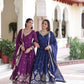 Embroidered Vichitra Silk Anarkali Gown with Dupatta