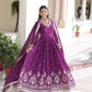 Embroidered Vichitra Silk Anarkali Gown with Dupatta