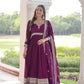 Embroidered Vichitra Silk Anarkali Gown with Dupatta