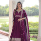Embroidered Vichitra Silk Anarkali Gown with Dupatta
