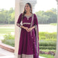 Embroidered Vichitra Silk Anarkali Gown with Dupatta