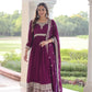 Embroidered Vichitra Silk Anarkali Gown with Dupatta