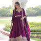 Embroidered Vichitra Silk Anarkali Gown with Dupatta
