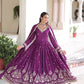 Embroidered Vichitra Silk Anarkali Gown with Dupatta