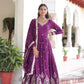 Embroidered Vichitra Silk Anarkali Gown with Dupatta