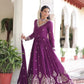 Embroidered Vichitra Silk Anarkali Gown with Dupatta