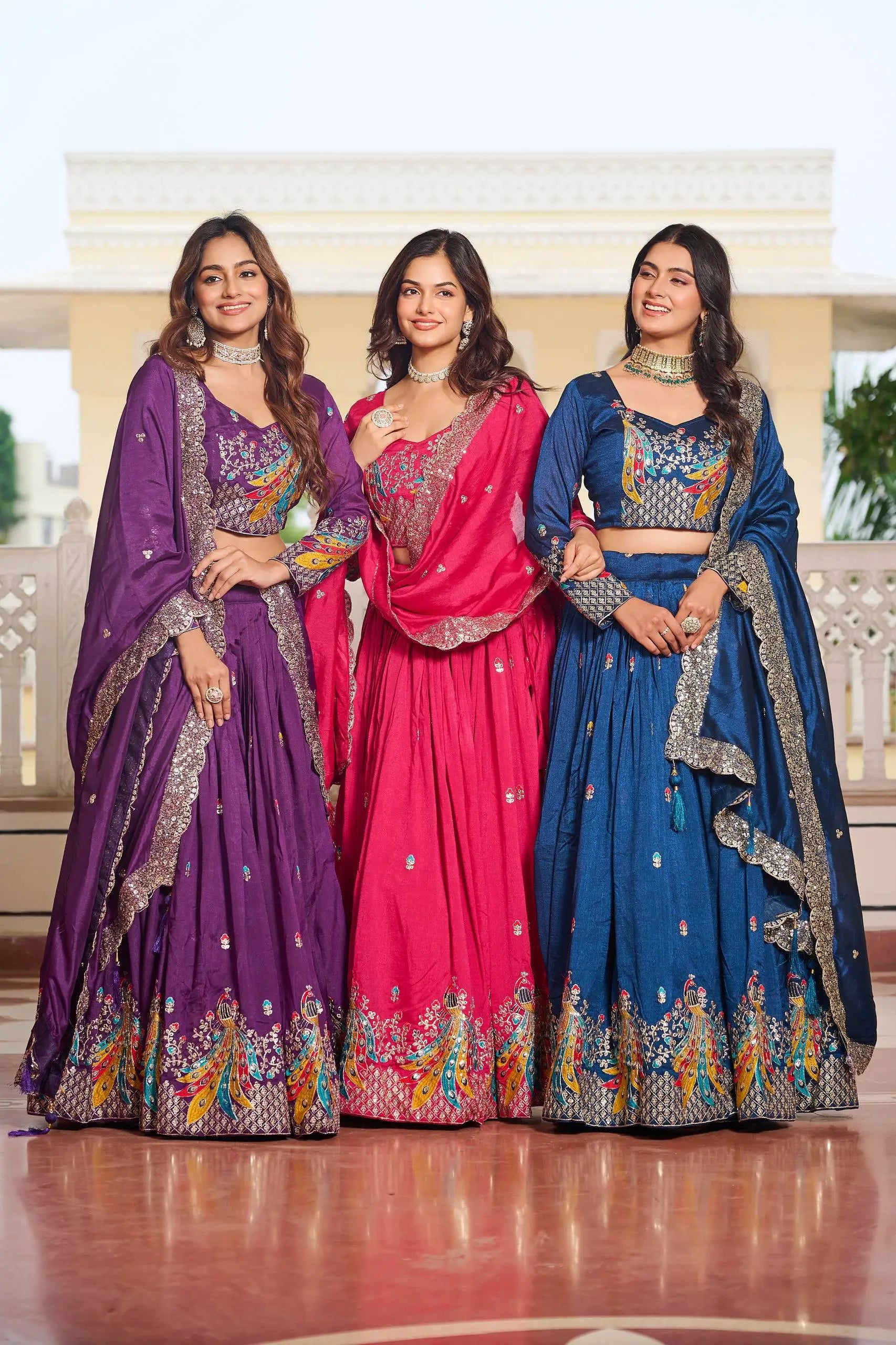 Embroidered Vichitra Silk Festival Lehenga Choli