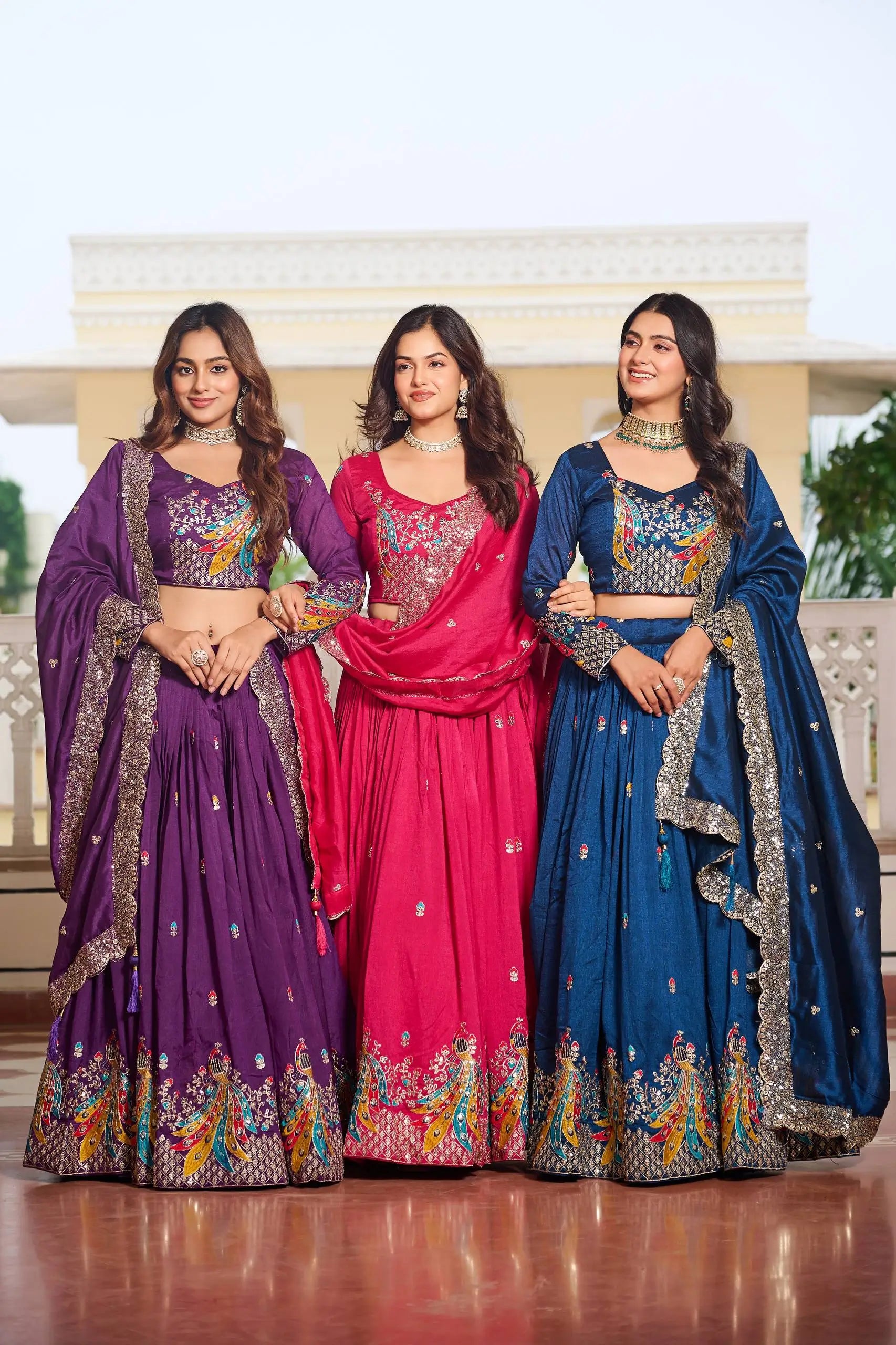 Embroidered Vichitra Silk Festival Lehenga Choli