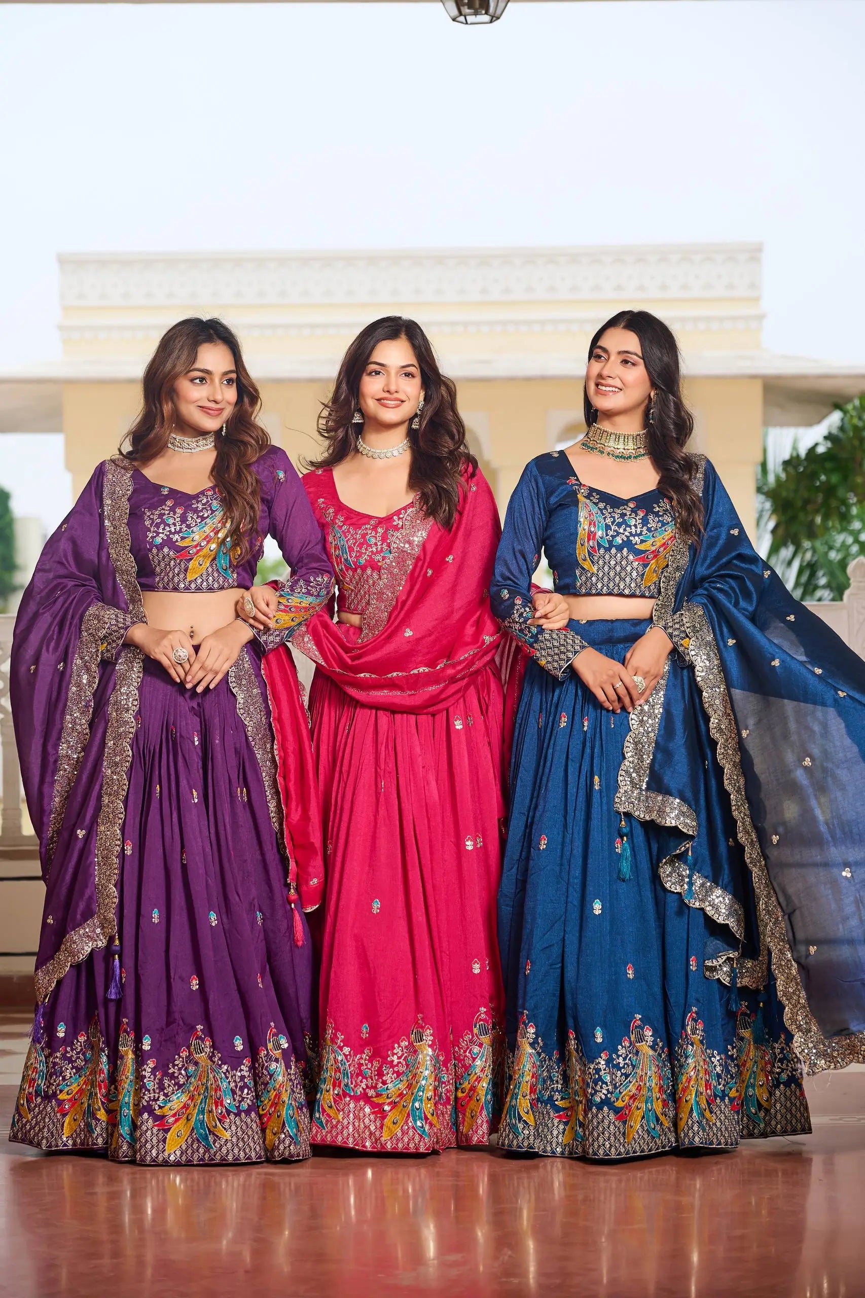 Embroidered Vichitra Silk Festival Lehenga Choli