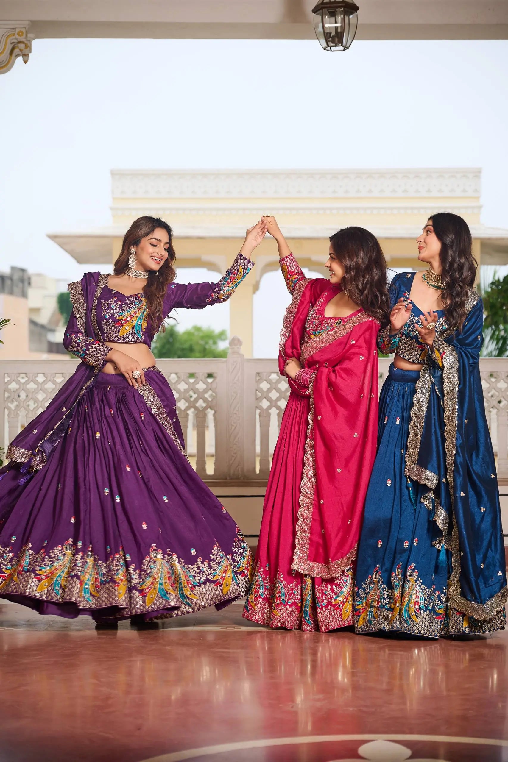 Embroidered Vichitra Silk Festival Lehenga Choli