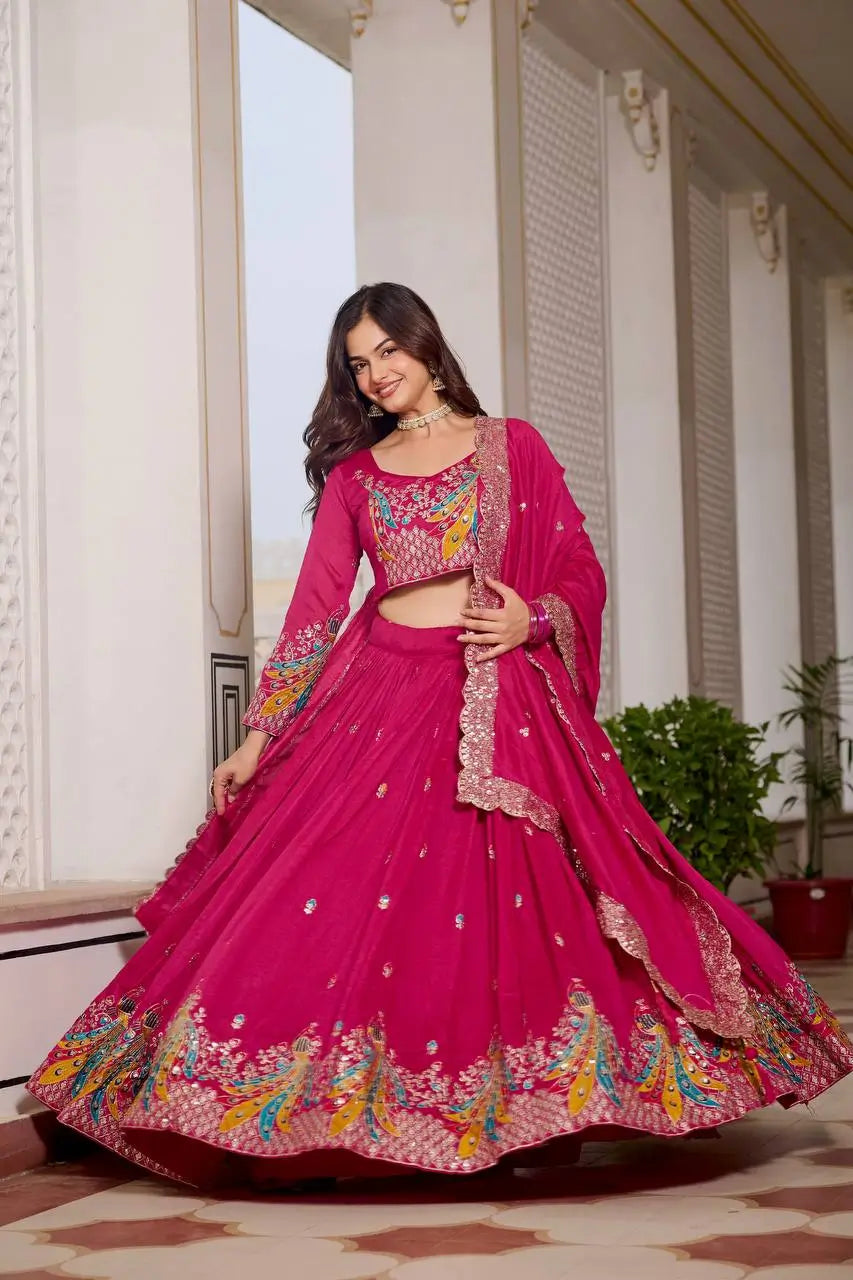 Embroidered Vichitra Silk Festival Lehenga Choli