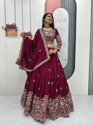 Embroidered Vichitra Silk Festival Lehenga Choli