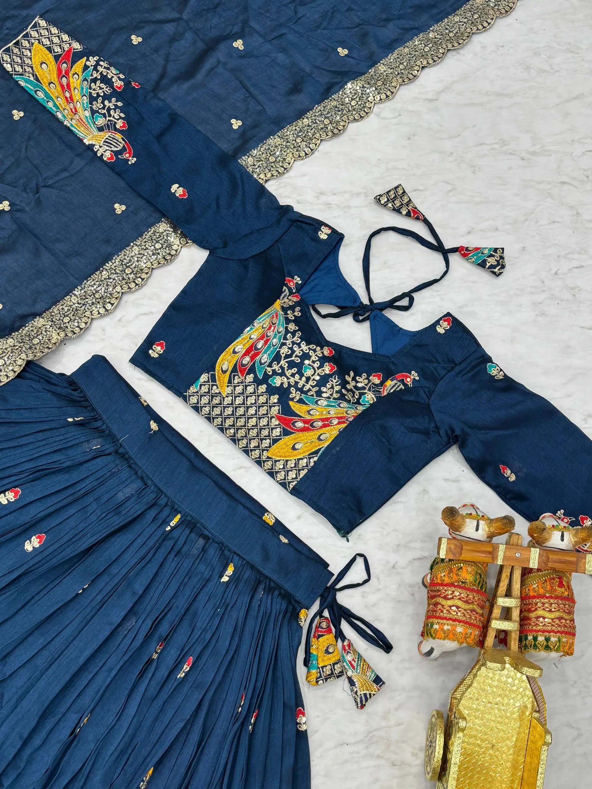 Embroidered Vichitra Silk Festival Lehenga Choli