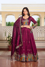 Embroidered Vichitra Silk Festival Lehenga Choli