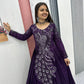 Embroidered Vichitra Silk Flared Gown for Festive and Party Wear