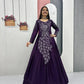 Embroidered Vichitra Silk Flared Gown for Festive and Party Wear