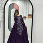 Embroidered Vichitra Silk Flared Gown for Festive and Party Wear