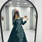 Embroidered Vichitra Silk Flared Gown for Festive and Party Wear