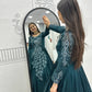 Embroidered Vichitra Silk Flared Gown for Festive and Party Wear