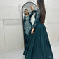 Embroidered Vichitra Silk Flared Gown for Festive and Party Wear