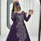 Embroidered Vichitra Silk Flared Gown for Festive and Party Wear