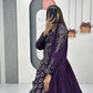 Embroidered Vichitra Silk Flared Gown for Festive and Party Wear