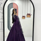 Embroidered Vichitra Silk Flared Gown for Festive and Party Wear