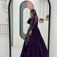Embroidered Vichitra Silk Flared Gown for Festive and Party Wear