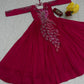 Embroidered Vichitra Silk Flared Gown for Festive and Party Wear