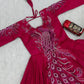 Embroidered Vichitra Silk Flared Gown for Festive and Party Wear