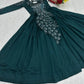 Embroidered Vichitra Silk Flared Gown for Festive and Party Wear