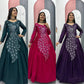 Embroidered Vichitra Silk Flared Gown for Festive and Party Wear