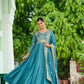 Embroidered Vichitra Silk Gown Set