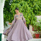 Embroidered Vichitra Silk Gown Set
