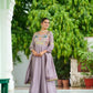 Embroidered Vichitra Silk Gown Set