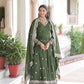 Embroidered Vichitra Silk Gown Set