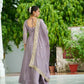 Embroidered Vichitra Silk Gown Set
