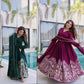 Embroidered Vichitra Silk Gown Set
