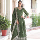 Embroidered Vichitra Silk Gown Set