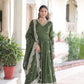 Embroidered Vichitra Silk Gown Set