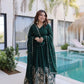 Embroidered Vichitra Silk Gown Set