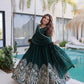 Embroidered Vichitra Silk Gown Set