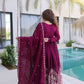 Embroidered Vichitra Silk Gown Set
