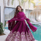 Embroidered Vichitra Silk Gown Set