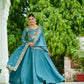 Embroidered Vichitra Silk Gown Set