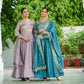Embroidered Vichitra Silk Gown Set