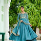 Embroidered Vichitra Silk Gown Set