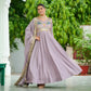 Embroidered Vichitra Silk Gown Set