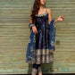 Embroidered Vichitra Silk Gown Suit Set